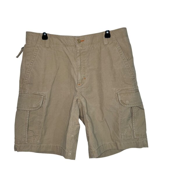LL Bean Allagash Cargo Ripstop Shorts Mens Size 35 Tan  Hiking Outdoors #503740 - Picture 1 of 11